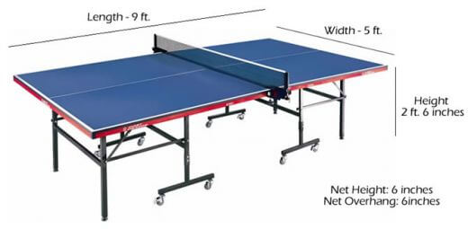 table tennis table dimension